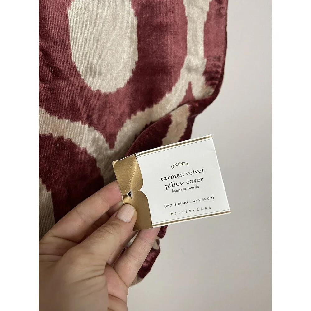 pottery barn carmen velvet pillow cover case 18x18
